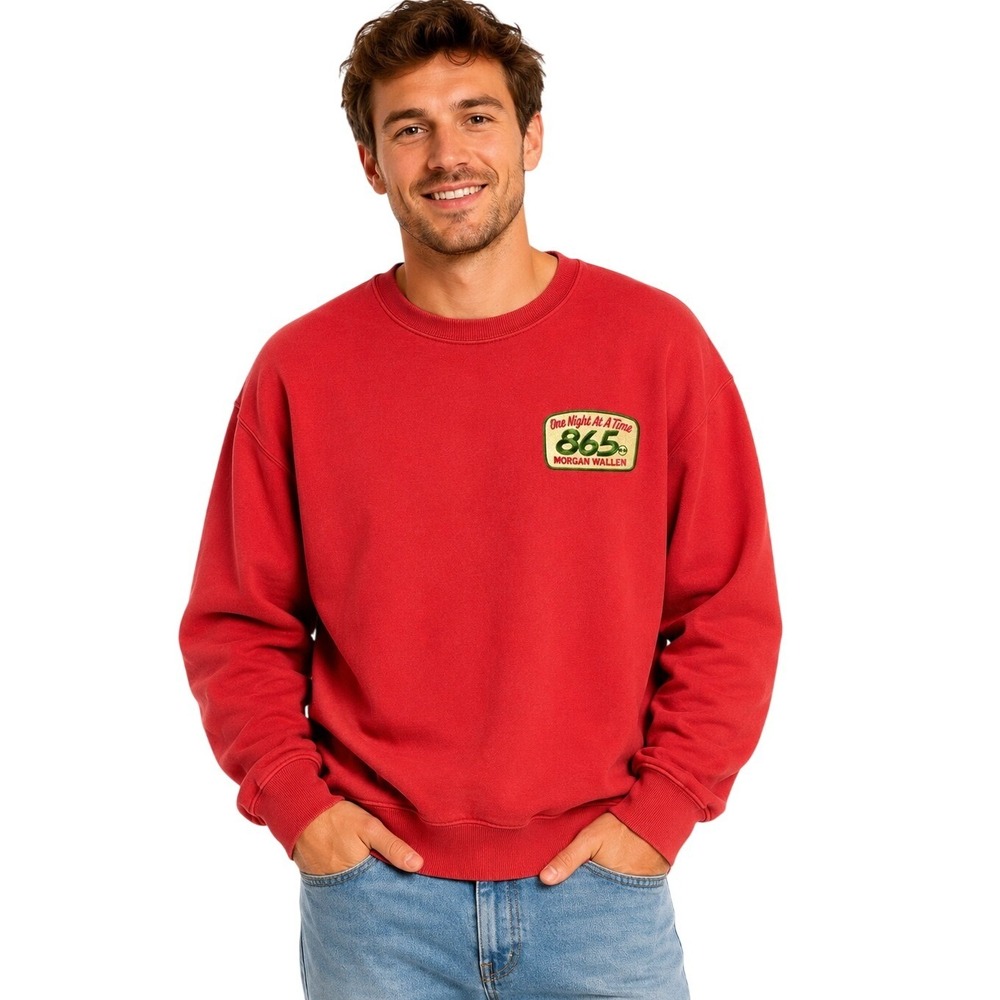 Morgan Wallen Sweatshirt Mens XL Red One Night At A Time 865 Tour Crewneck